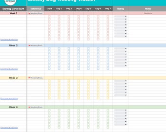 Weekly Dog Training Tracker