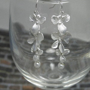Wedding Orchid Drop Earrings