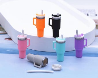 6 pcs Miniature 1:12 Scale Plastic Cups Set – Perfect for Dollhouse & Model Decorations (6 Colors)