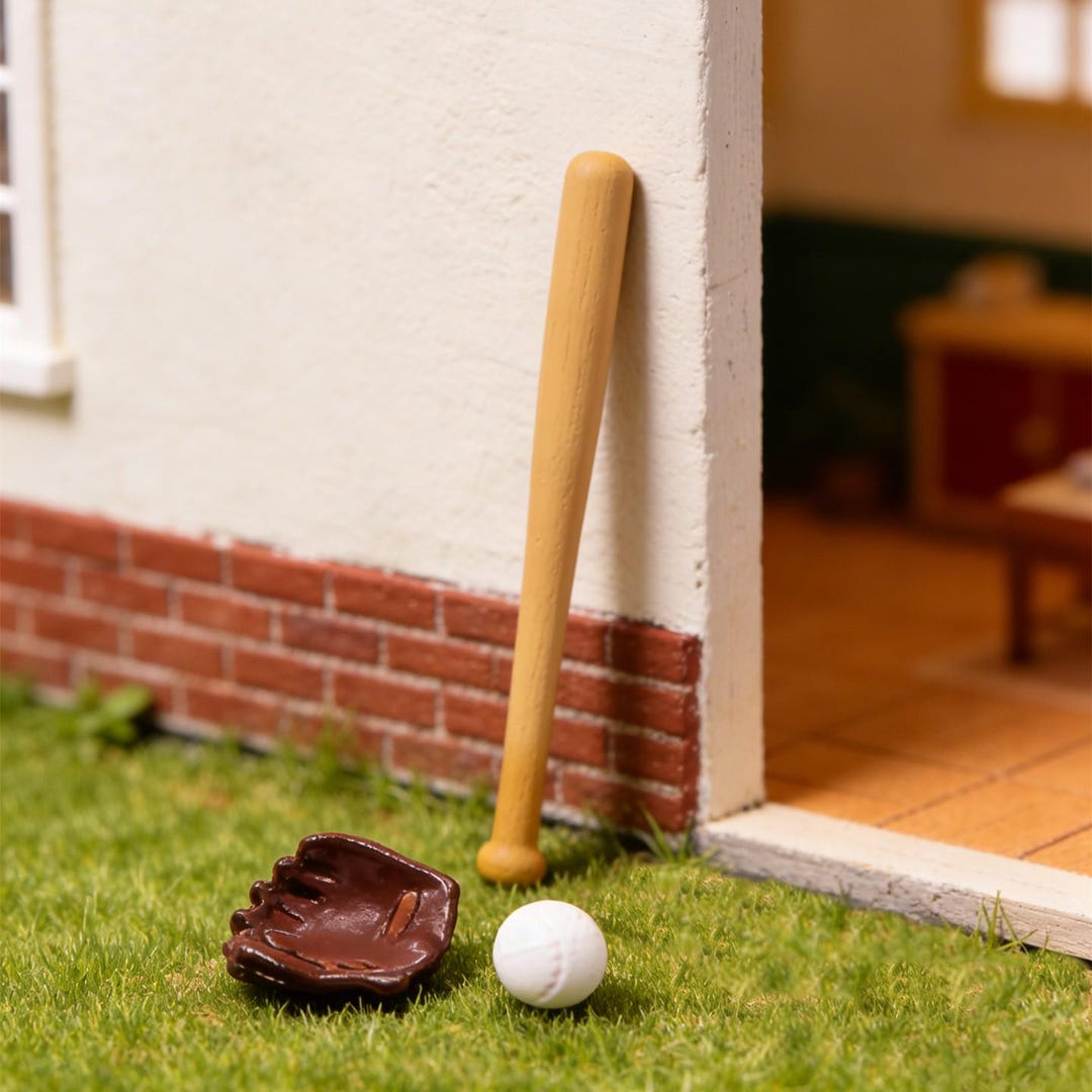 Mini Baseball Set 1:12 Dollhouse Miniature Baseball Set | Tiny Sports Decor for Micro ...