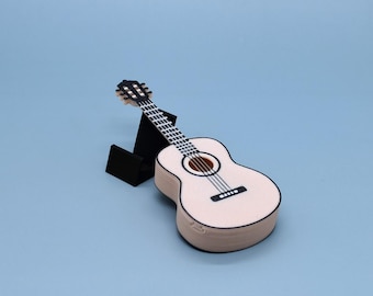 1:6 Scale Miniature Ukulele (PLA Material) - Dollhouse Decoration, Tiny Musical Instrument Model