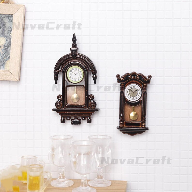 1:12 Dollhouse Mini Vintage Alloy Clock Set | Retro Wall Clocks for ...