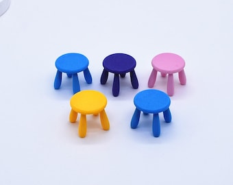 Taburete de casa de muñecas en miniatura impreso en 3D PLA, 4 colores a elegir, accesorios para casa de muñecas a escala 1:12