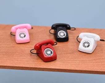Téléphone Miniature Filaire Tournant Victorien - Maison De Poupée 1:12 - Décoration Vintage
