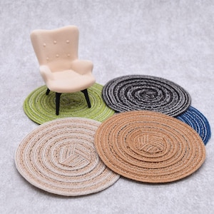 1:12 Dollhouse Miniature Fabric Woven Floor Mat | Real-Scale Chair Scratch Pad
