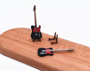 Guitarra en miniatura con soporte para casa de muñecas a escala 1:12 / Micro guitarra PLA de 70 mm de altura