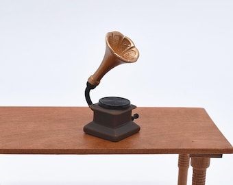 Mini Gramophone Rétro NUOBESTY – Accessoire Maison De Poupée Platine Vinyle Miniature 1/12