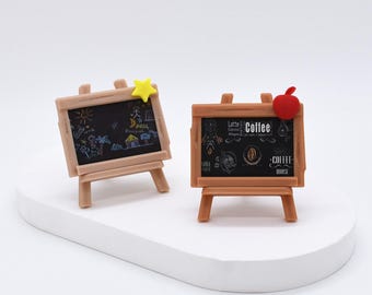 1:12 Dollhouse Miniature Coffee Shop Chalkboard Easel Sign | Tiny Blackboard Micro Landscape