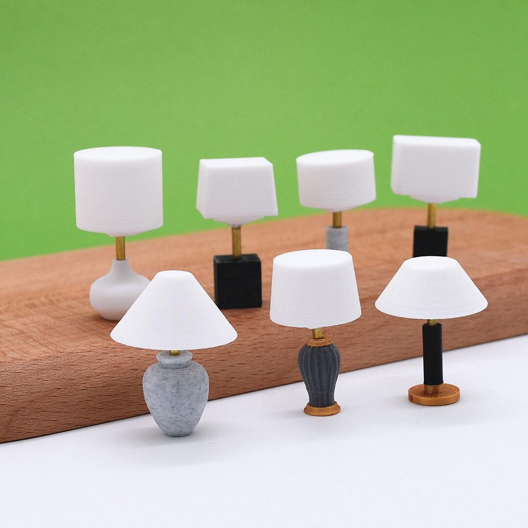 Miniature Table Lamps for Dollhouse - 8 Styles Available, PLA Material ...