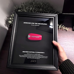 Motivational Ferrari Key Frame by FramedCash | Designed for the Disciplined Collection | Black Edition | 25x20cm Wall Décor