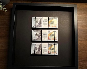 Triple Dollar Stack Frame by FramedCash | 35x35cm Luxury Money Wall Art | Statement Décor