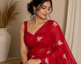 Chiffon Saree for Women, Indian Saree, Wedding Saree, Party Wear Sari, Lightweight Designer Saree, Traditional Ethnic Wear