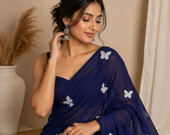 Chiffon Saree for Women, Indian Saree, Designer Wedding Saree, Party Wear Sari, Lightweight Traditional Ethnic Wear