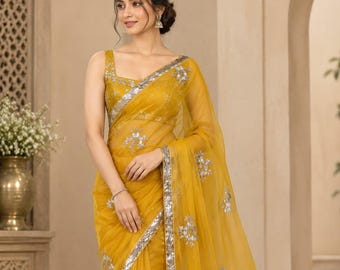 Chiffon Saree, Indian Saree for Women, Lightweight Sari, Party Wear Saree, Wedding Saree, Designer Ethnic Wear, Bollywood Saree
