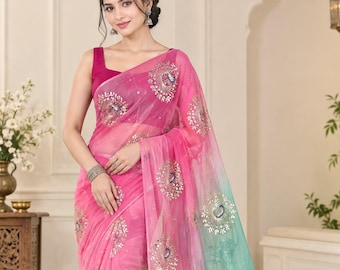 Chiffon Saree for Women, Indian Saree, Party Wear Saree, Wedding Saree, Bollywood Sari, Designer Ethnic Wear, Lightweight Traditional Saree