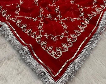 Handmade Pure Chiffon Saree, Gota Zaal Work, Wedding Party Wear Sari