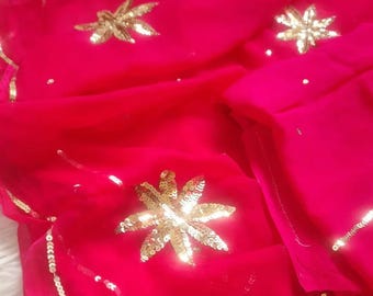 Indian Chiffon Saree for Wedding, Festive Wear Saree, Gift for Her, Traditional Ethnic Saree, Lightweight Draping Saree