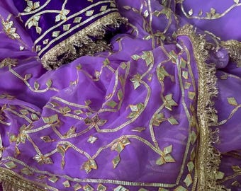Chiffongsari för kvinnor, lätt festsari, indisk sari med blommönster, sommarbröllopsoutfit