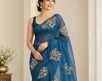 Chiffon Saree for Women, Indian Saree, Designer Wedding Saree, Party Wear Sari, Lightweight Traditional Ethnic Wear