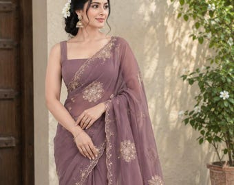 Chiffon Saree for Women, Indian Saree, Lightweight Chiffon Sari, Elegant Ethnic Wear, Traditional Indian Outfit, Wedding Party Saree