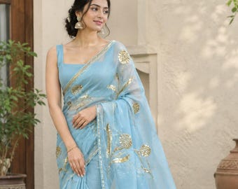 Chiffon Saree for Women, Indian Saree, Lightweight Chiffon Sari, Elegant Party Wear Saree, Wedding Guest Indian Outfit, Festive Ethnic Wear