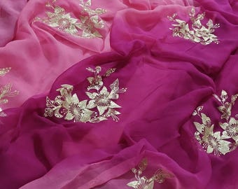 Designer Chiffon Saree with Blouse Piece | Soft Sheer Party Wear Sari | Ethnic Wedding, Festive & Special Occasion Outfit