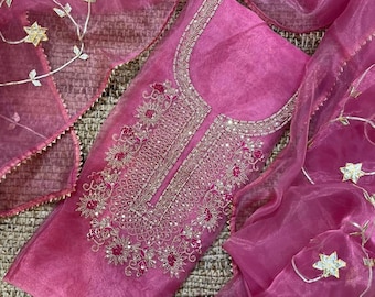Embroidered Organza Anarkali Suit, Designer Salwar Kameez, Reception Party Wear, Ethnic Outfit for Women