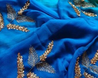 Elegant Designer Chiffon Saree with Blouse | Lightweight Bollywood Party Wear Saree | Indian Wedding, Bridesmaid & Gift for Her