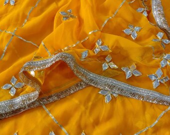 Soft Lightweight Chiffon Saree with Embroidery & Sequins | Indian Wedding Party Wear Sari | Festive Designer Saree with Unstitched Blouse