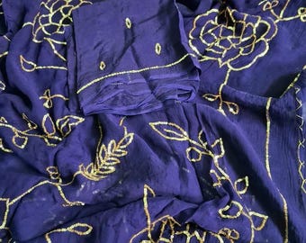 Designer Chiffon Saree with Blouse, Luxury Party Wear Saree, Ready to Wear Sari, Wedding Guest Outfit, Handmade Indian Saree