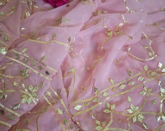 Blommig chiffongsari, lätt indisk sari, bröllopsgästsari, etnisk designersari för kvinnor