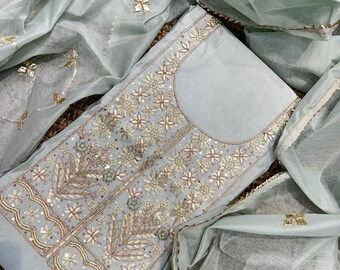 Chanderi Silk Salwar Kameez, Zardozi Embroidered Kurta Set, Festive Party Wear Suit