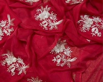 Premium Chiffon Silk Saree | Handcrafted Elegant Indian Sari | Bridal Party Wear, Evening Wear, Lightweight Flowing Drape