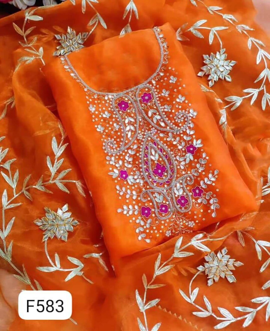 Handmade Zardogi Embroidered Organza Salwar Kameez Suit - Etsy