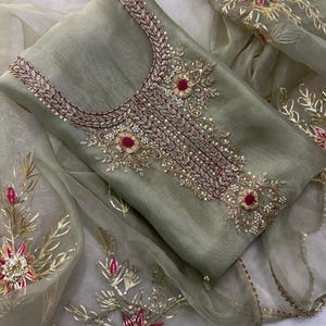 Premium Organza Salwar Kameez , Handmade Designer Organza Suit with Dupatta , Ethnic Wear for Women