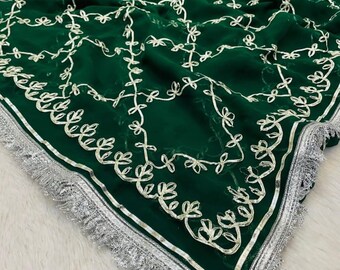 Handmade Pure Chiffon Saree, Gota Zaal Work, Wedding Party Wear Sari