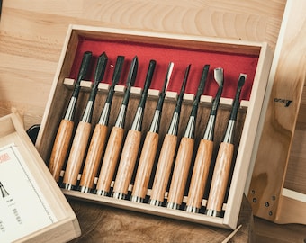 Akozon outils de sculpture sur bois Ciseau Burin Bois Sculpture Main Travaille Professionnel Outils de Sculpture Set 12pc - Beaux-Arts et Loisirs créatifs