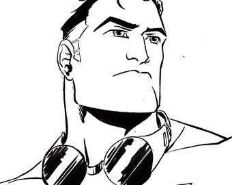 Tom Strong original drawing by Emmett Graham (Bristol Board)