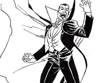 Dracula original drawing by Emmett Graham (Paper)