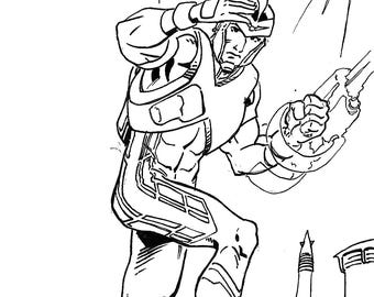Adam Strange original drawing by Emmett Graham (Bristol Board)