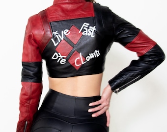 Womens Harley Live Fast Red Leather Jacket