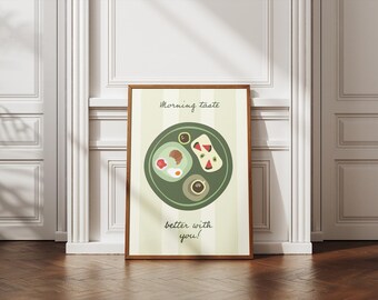 Frühstück Stillleben Art Print - Morgen Food Illustration - Küche Wanddeko