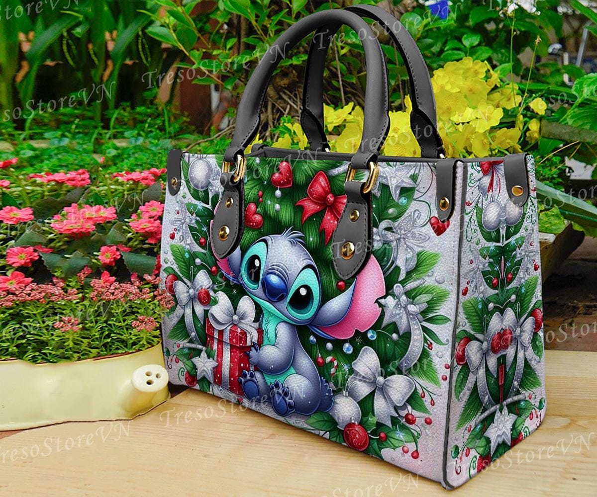 Discover Stitch Christmas Leather Bag, Women's Crossbody Purse, Leather Handbag for Women