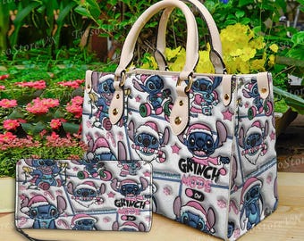 Bolso de cuero personalizado con Stitch para Navidad, bolso de mujer con Stitch, bolso para amantes de Stitch, bolso de cuero personalizado, bolso cruzado para mujer