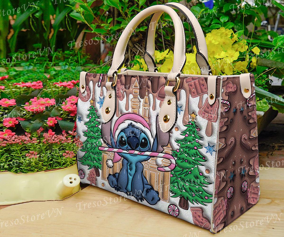 Discover Personalized Stitch Cartoon Leather Bag Handbag, Stitch  Woman Purse, Stitch  Lovers Handbag, Custom Leather Bag, Women Crossbody Bag