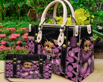 Bolso de cuero para mujer con dibujos animados de Betty Boop, bolso para amantes de Betty Boop, bolso de cuero personalizado, bolso personalizado, regalo para mamá, regalo para ella.