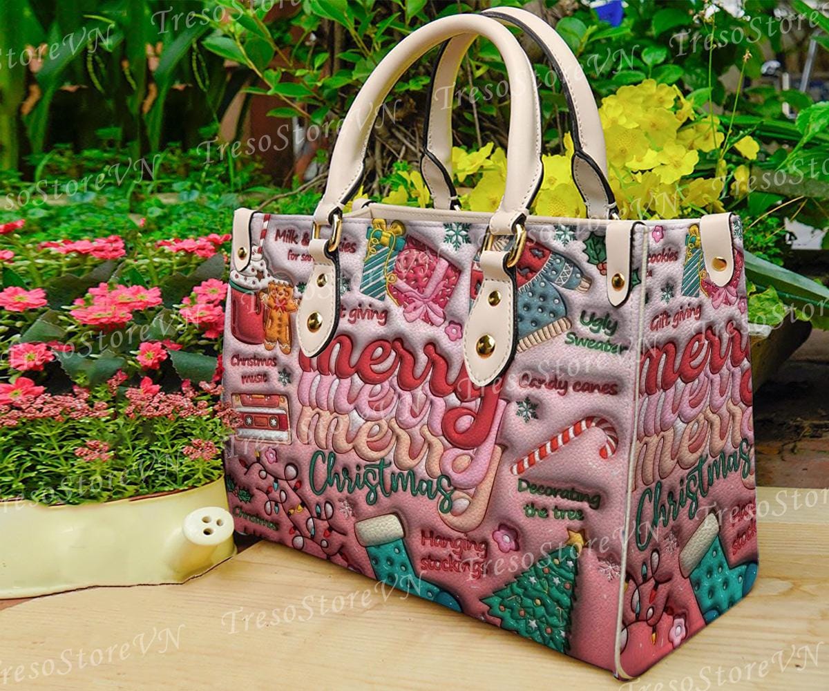 Discover Merry Christmas Women Leather Bag Purses, Christmas Lover Handbag, Christmas Lover Gifts, Christmas Handbag, Custom Leather Bag