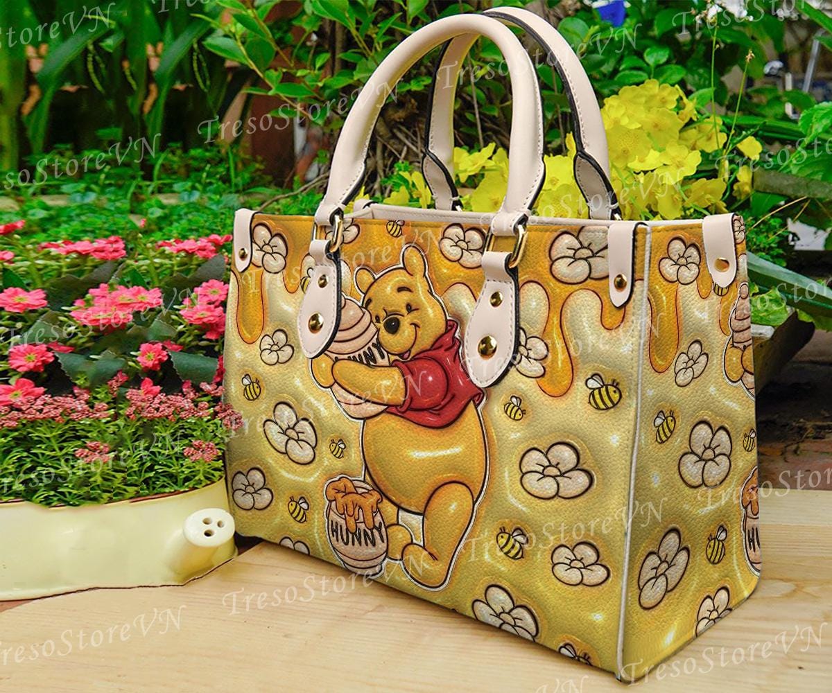 Discover Winnie The Pooh Cartoon Leather Bag Handbag,Pooh Lovers Handbag,Women Crossbody Bag