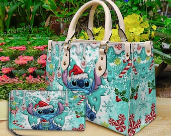 Bolso de cuero personalizado con Stitch para Navidad, bolso de mujer con Stitch, bolso para amantes de Stitch, bolso de cuero personalizado, bolso cruzado para mujer