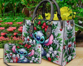 Bolso de cuero personalizado con Stitch para Navidad, bolso de mujer con Stitch, bolso para amantes de Stitch, bolso de cuero personalizado, bolso cruzado para mujer